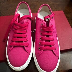 Salvatore Ferragamo Hot Pink Canvas Sneakers